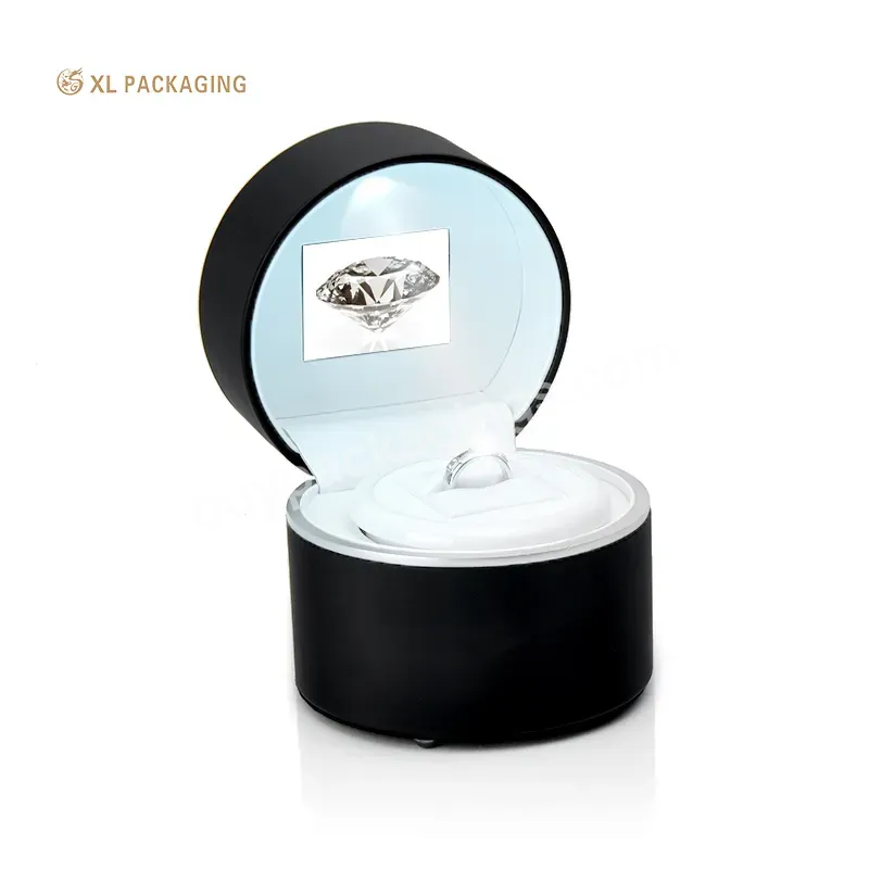 High Quality Custom Luxury Custom Ring Jade Pendant Packing Led Light Leather Jewelry Ring Box Led Light Jewelry Box Packaging