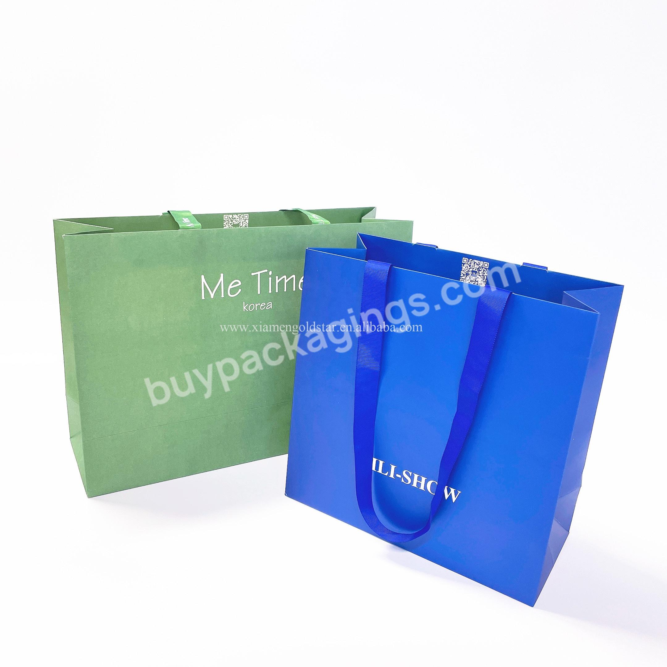 High Quality Custom Printed Gift Paper Bags Drawstring Gift Paper Bags With Bow Tie Ribbon Handle