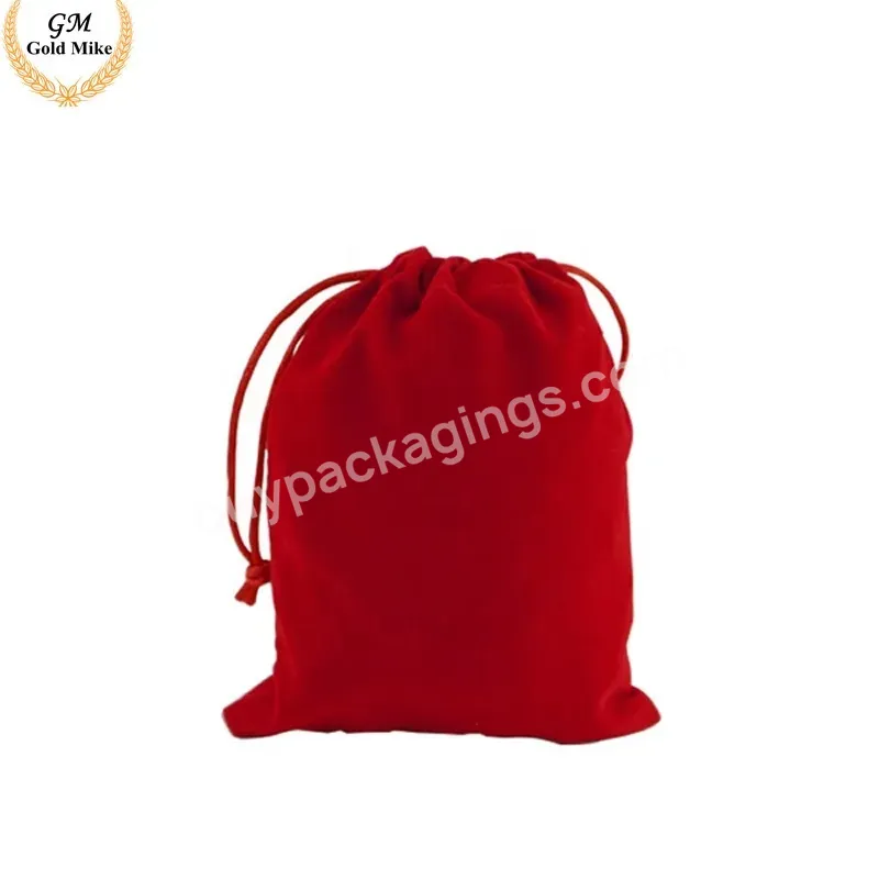 High Quality Custom Velvet Drawstring Pouch Bag Red Color