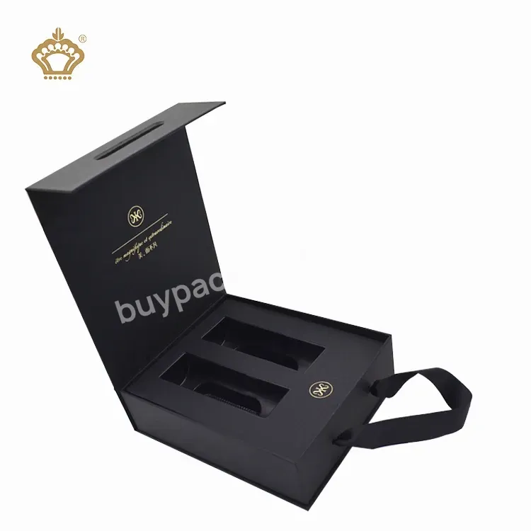 High Quality Gift Custom Uv Handmade Magnetic Boxes Flap Cardboard Paper Cosmetic Skincare Packaging Black Box