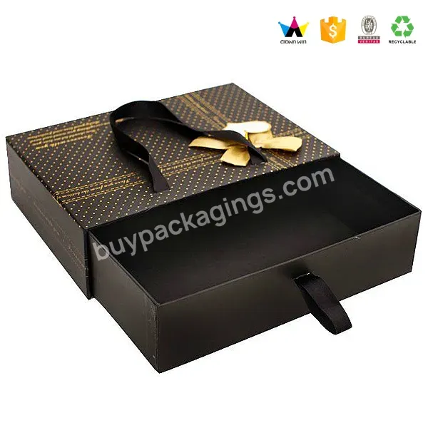 High Quality Glitter Birthday Prank Black Cosmetics Storage Slide Drawer Packaging Gift Box