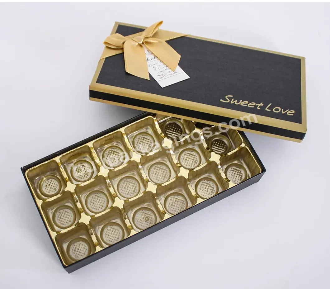 High Quality Gold Cardboard Packaging Chocolate Gift Box With Ribbon