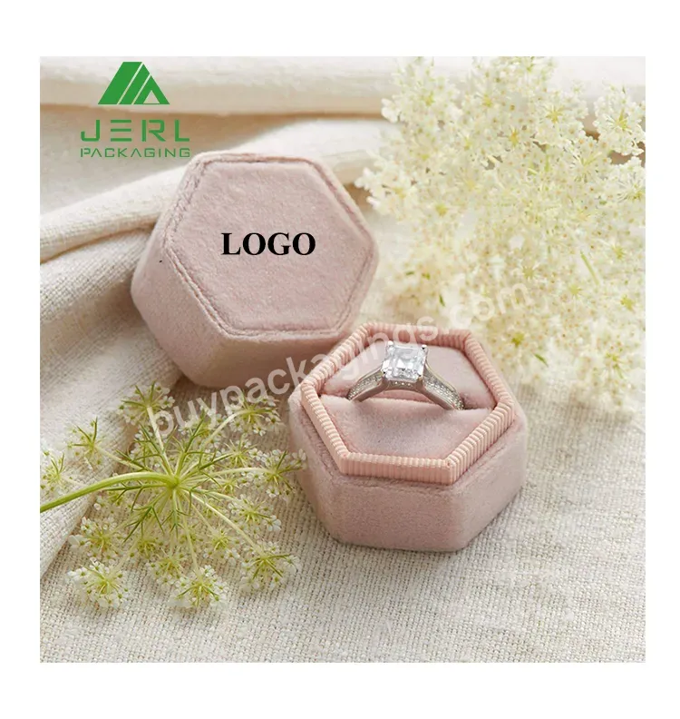 High Quality Mini Colourful Velvet Hexagonal Wedding Jewellery Jewelry Ring Box Hexagon