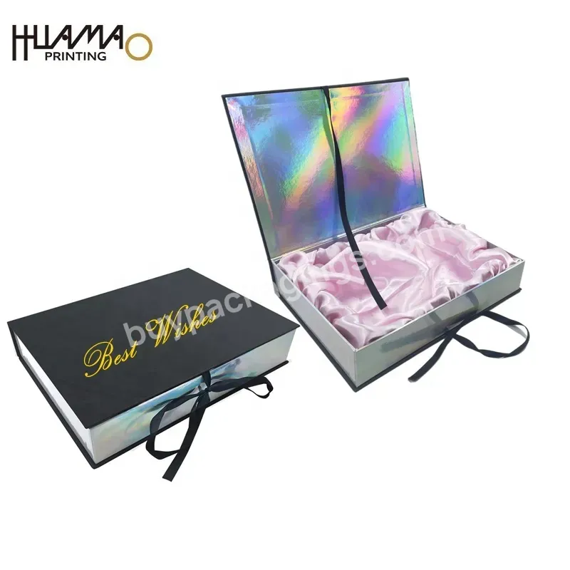 High Quality Wig Packaging Paper Boxes Cute Stickers Marble Gift Boxes Hologram Anime Sticker Black Mini Gift Bags Wig Packaging