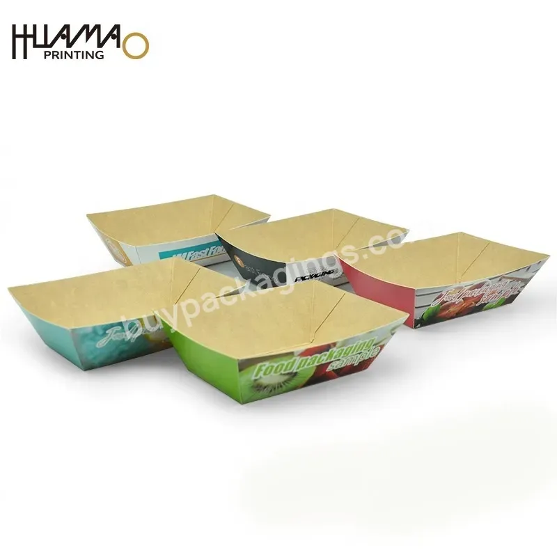 Hot Sell Paper Food French Fries Snack Box Eco-friendly Boat Tray Bakery Box Food Grade Grease Resistant Paper Boat Tray
