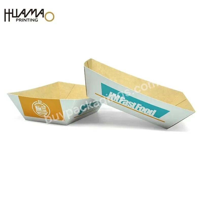 Hot Sell Paper Food French Fries Snack Box Eco-friendly Boat Tray Bakery Box Food Grade Grease Resistant Paper Boat Tray