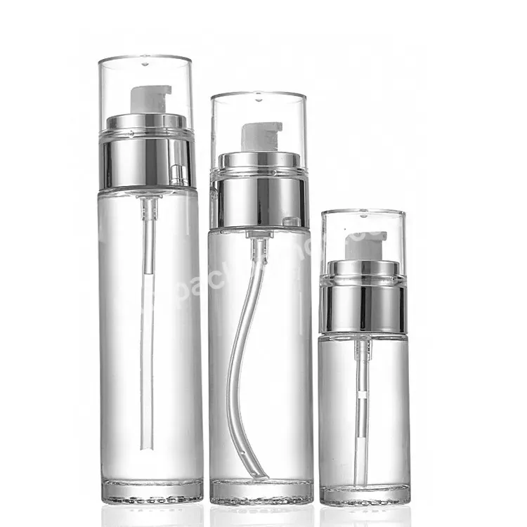 Hot Selling 40ml 100ml 120ml Clear Silver Glass Emulsion Foundation Liquid Bottle