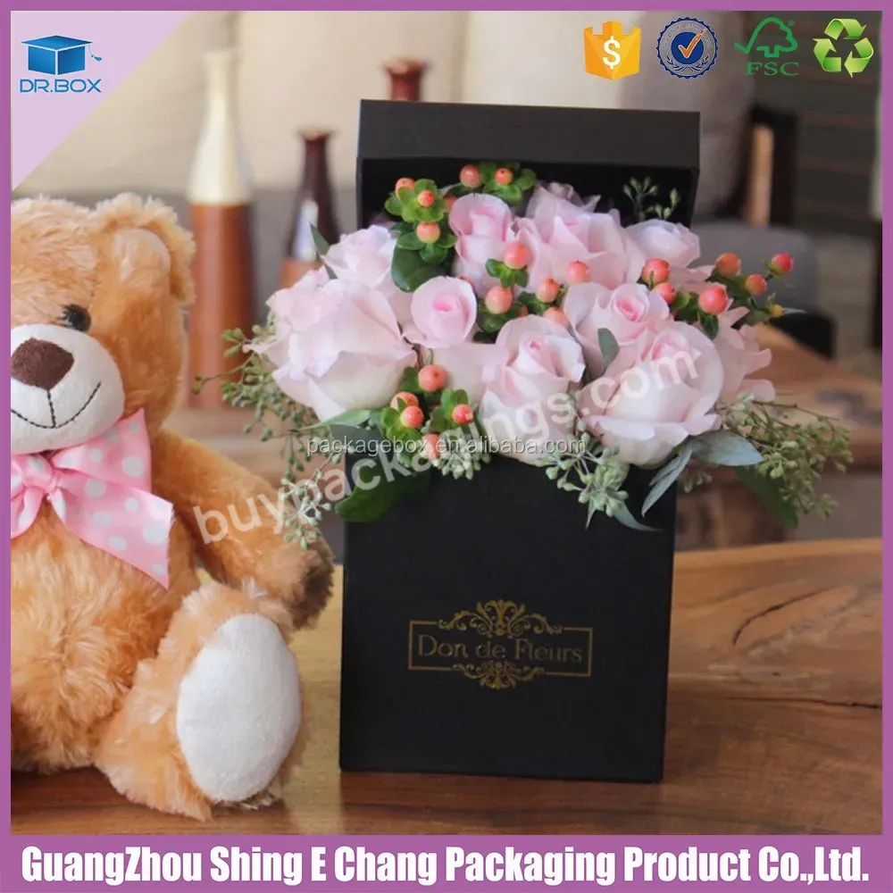 Hot Selling Black Square Flower Vase Stand,Wedding Decoration Flower Packaging Box