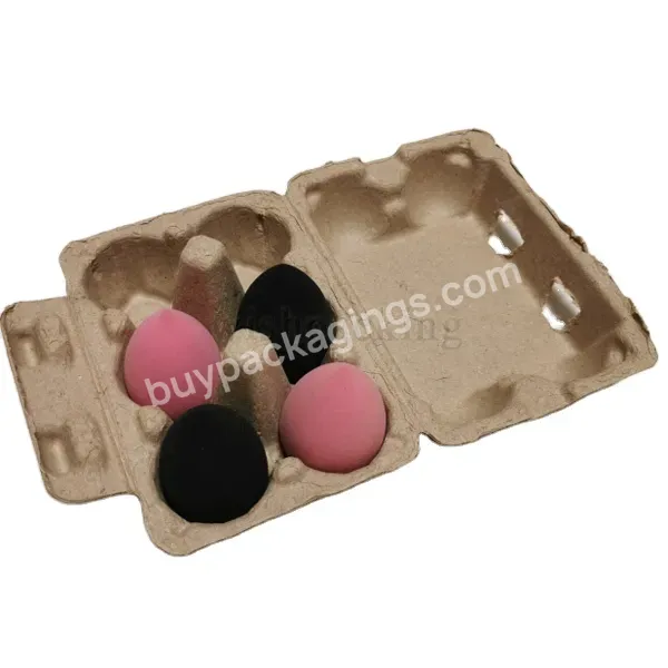 Hot Selling Pulp Six Pcs Beauty Sponge Eggs Package Recyclable Environment-friendly Biodegradable Paper Box