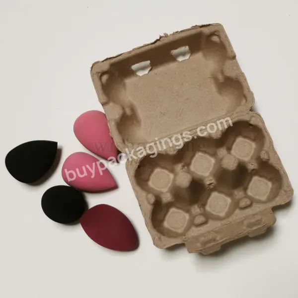 Hot Selling Pulp Six Pcs Beauty Sponge Eggs Package Recyclable Environment-friendly Biodegradable Paper Box