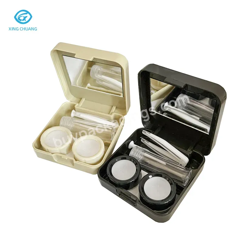 Hot Selling Retro Style Contact Lens Case Solid Colored Plastic Contact Lens Storage Case Custom Logo