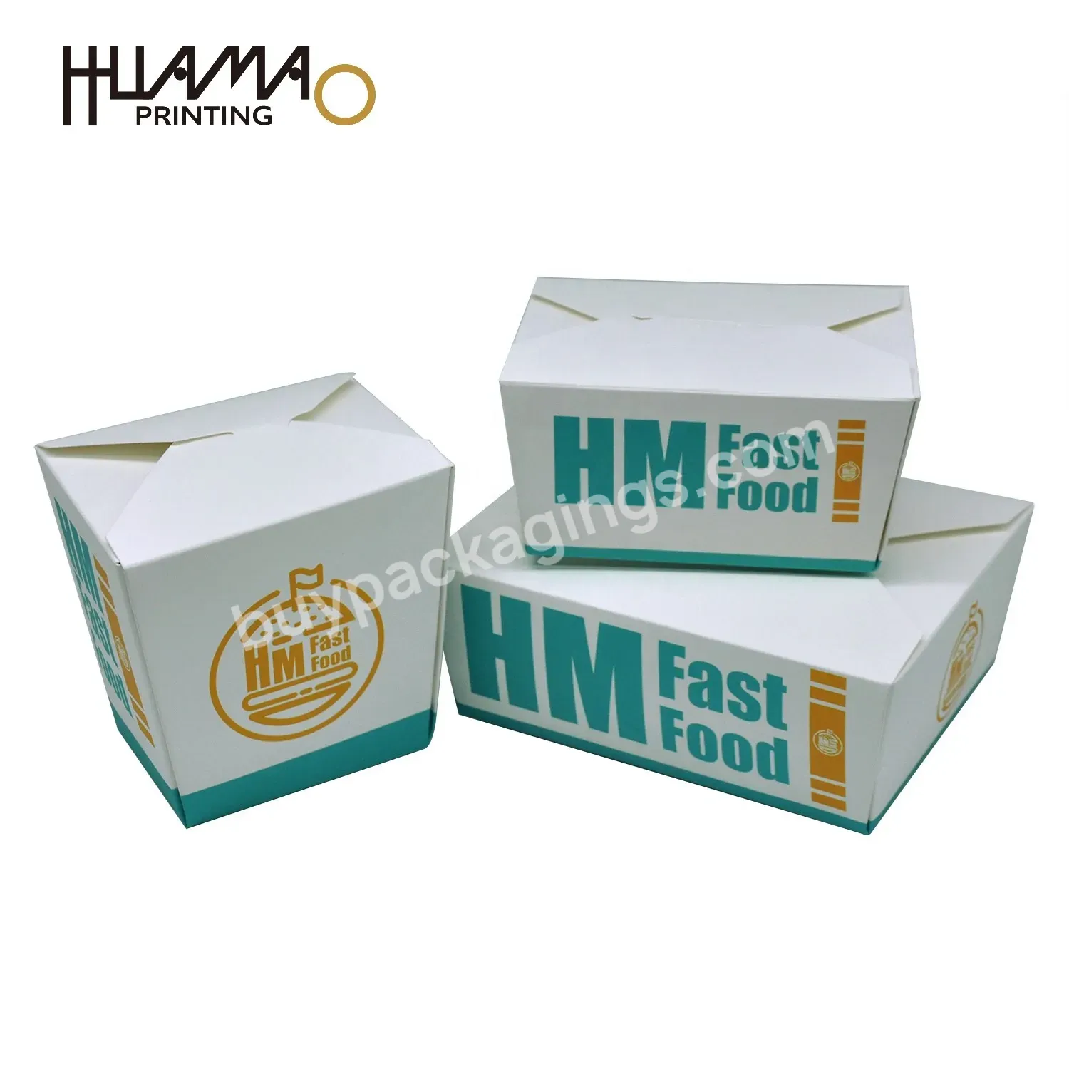 Huamao Custom Customised Package Stickers Cardboard Paper Bag Ever Paper Mills Bolsa Papel Kraft Cajas Para Cake Burger Box