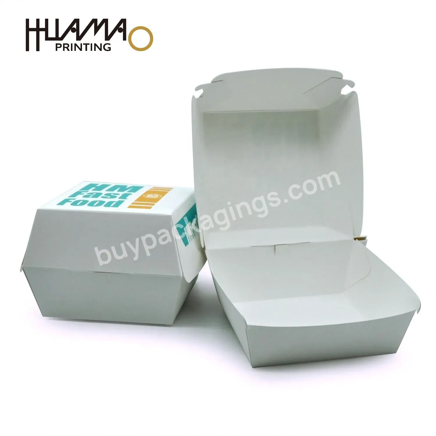 Huamao Printing Good Price Cardboard Package Box Carton Foil Balloon Bolsas Papel Kraft Cardboard Food Display Stands Burger Box