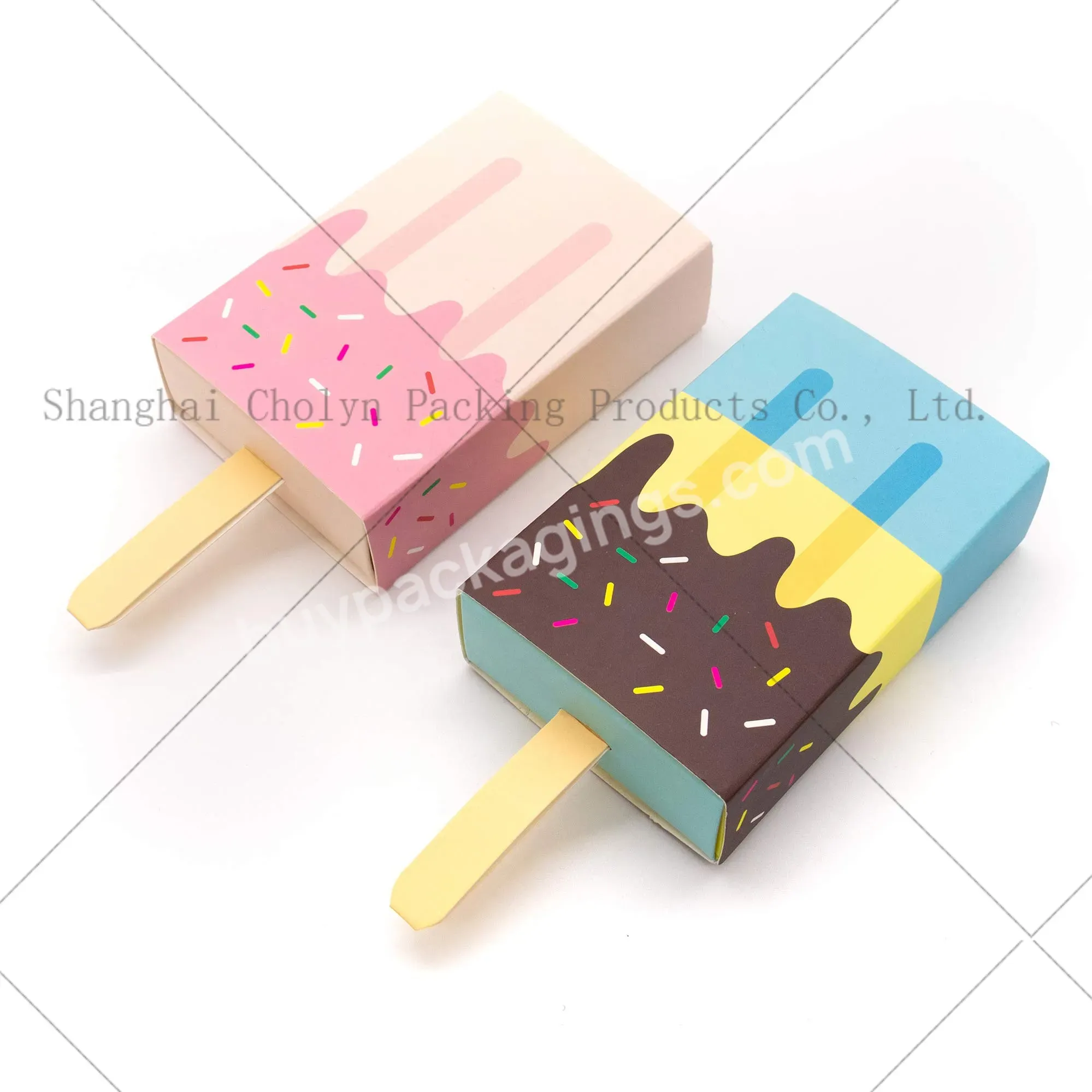 Ice Cream Popsicle Cartoon Candy Paper Tray Packaging Box