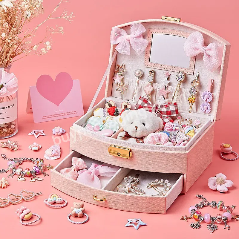 Jewelry Box Children's Hairpin Hair Clip Flip Jewelry Storage Box Earring Necklace Ring Large Capacity Multi-layer Jewelry Box - Buy Mini Jewelry Gift Box Bangle Bracelet Pendant Earring Ring Necklace Pu Leather Custom Jewelry Boxes Packaging Box Set