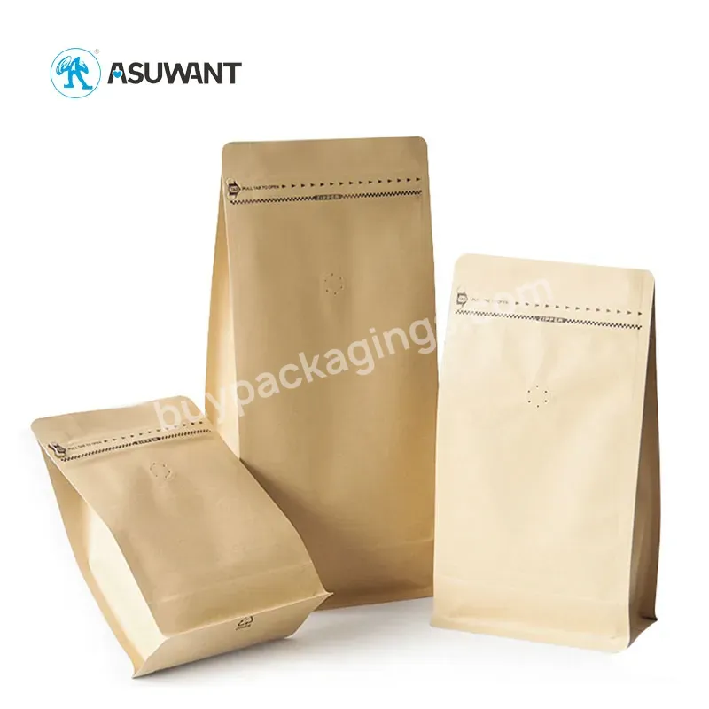 Kraft Paper Coffee Packaging Zip Lock Bag With Valve Foil Inside Stand Up Paper Bag For Coffee