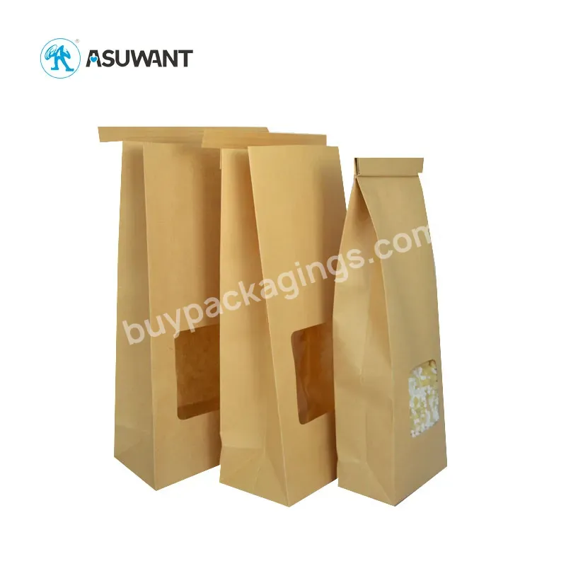 Kraft Paper Side Gusset Stand Up Foil Lined Tin Tie Valve Packaging Coffee Pouch Custom Print