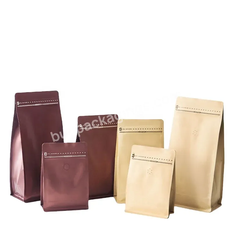 Kraft Paper Zip Lock Aluminium Foil Inside Coffee Packaging Stand Up Paper Bag With Valve