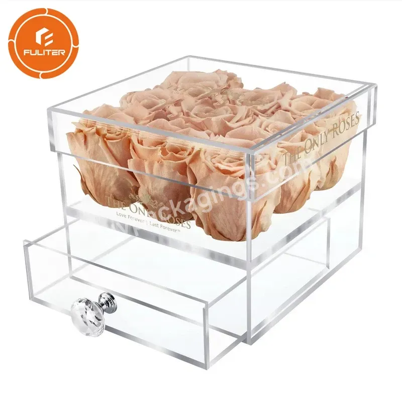 Large Transparent Eternal Rose Chocolate Boxes Luxury Packaging Drawer Creative Clear Acrylic Flower Box