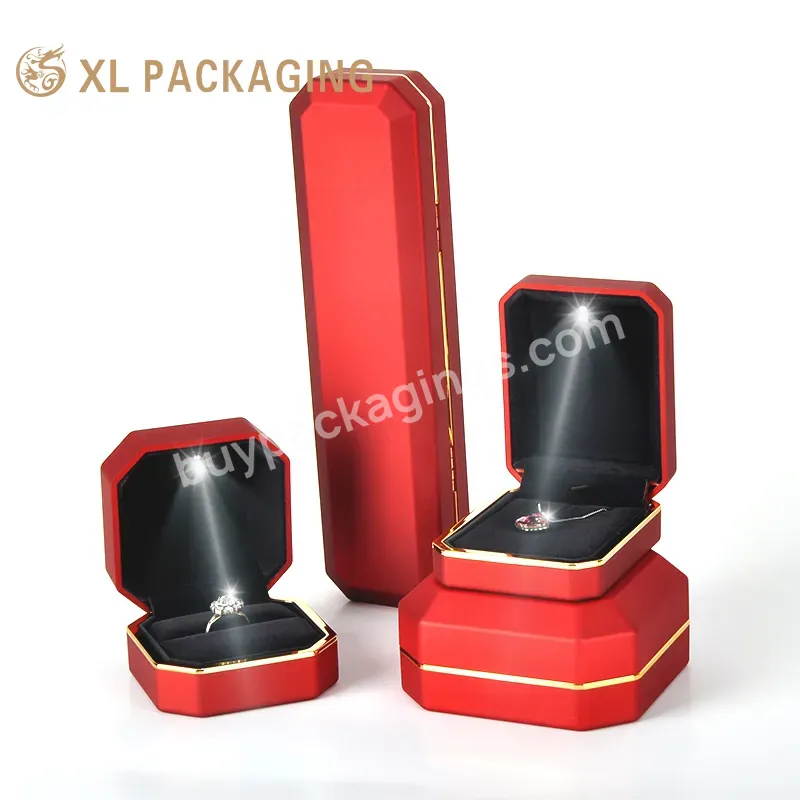 Led Light Luxury Red Earrings Rings Red Magnetic Jewelry Gift Box Packaging For Jewelry