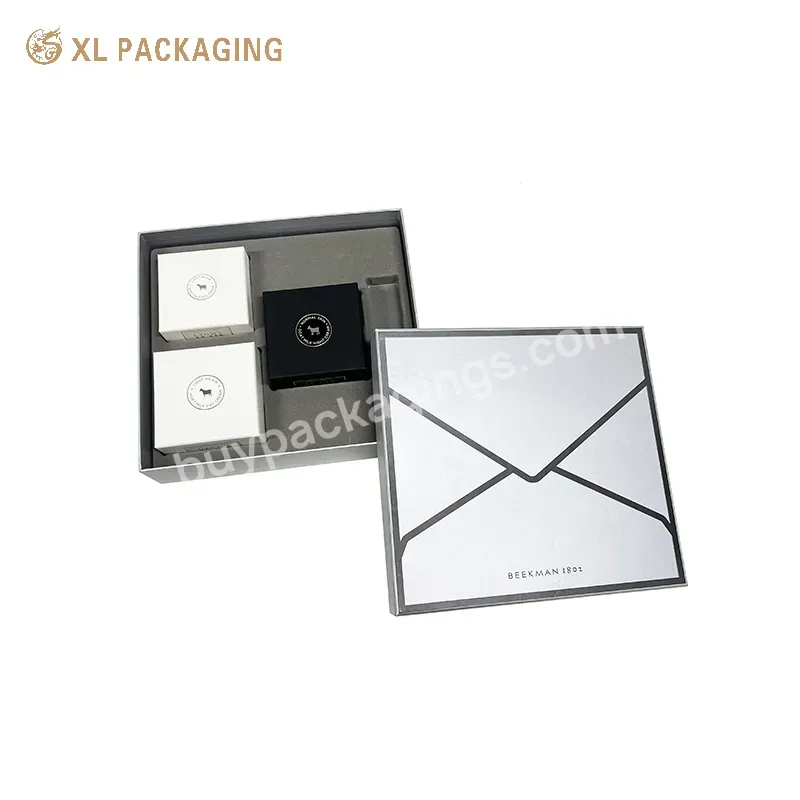 Lid Base Cosmetic Paper Box Luxury Custom Color Printed Cardboard Cosmetic Packaging Gift Boxes Wholesale With Flocking Tray