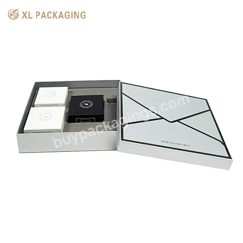 Lid Base Cosmetic Paper Box Luxury Custom Color Printed Cardboard Cosmetic Packaging Gift Boxes Wholesale With Flocking Tray