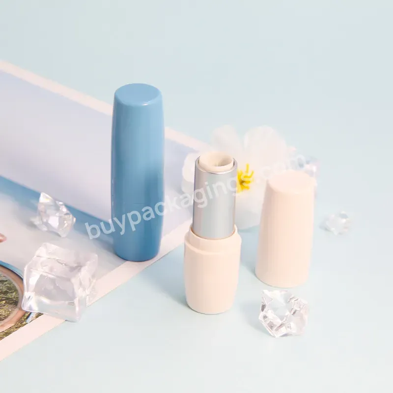 Lip Gloss Tube Diy Empty Lipstick Container Cosmetic Blue 4g Logo Surface Inside Cap Lipstick Plastic Tubes