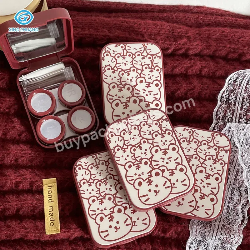 Little Tiger Pattern Two Pairs Of Contact Lenses Red Contact Lens Case With Mirror Contact Lens Storage Box - Buy Little Tiger Pattern Two Pairs Of Contact Lenses,Little Tiger Pattern Two Pairs Of Contact Lenses Red Contact Lens Case With Mirror Cont