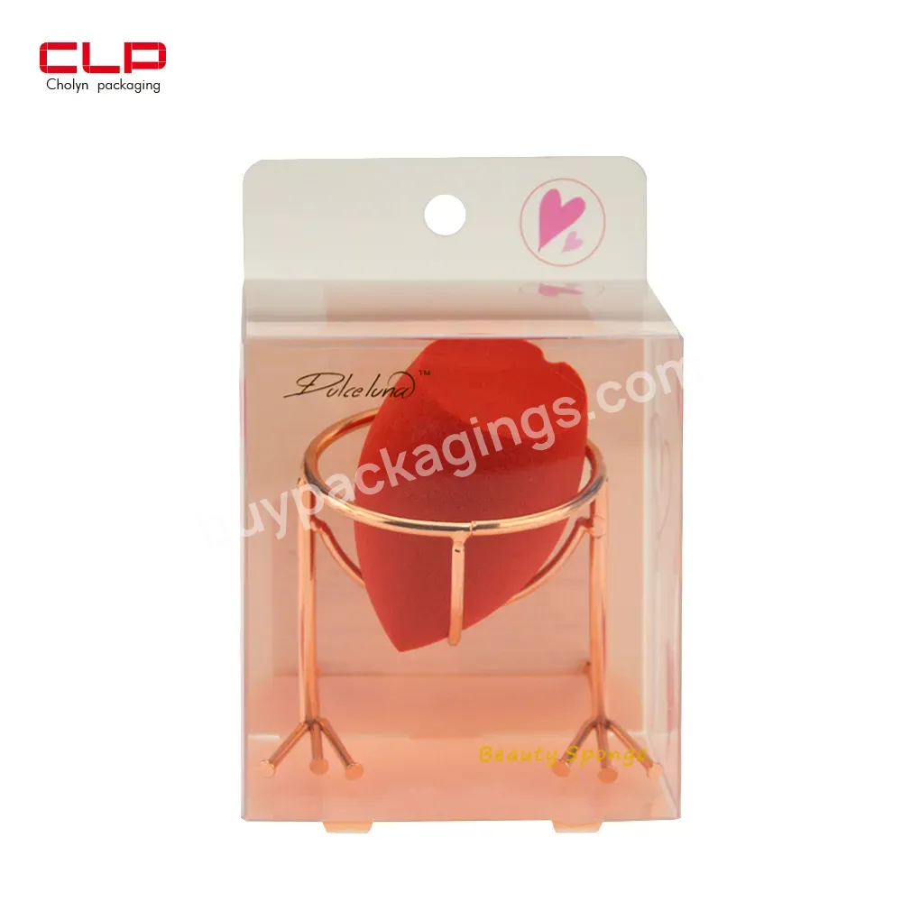 Low Moq Customized Cosmetic Beauty Blenders Eggs Plastic Packing Box Auto-lock Bottom Pvc Pet Pp Boxes