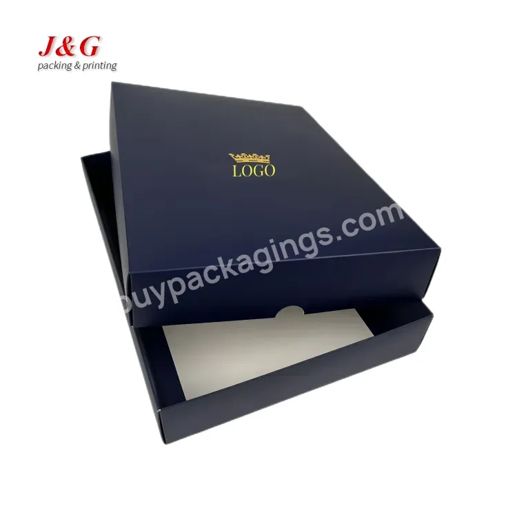 Low Moq Gold Manufacturer Lid And Base Box Large Luxury Blue T-shirt Packing Packaging Boxes For Shipping Gift