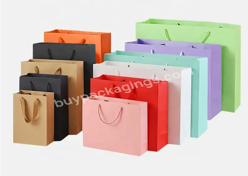 Low Moq Premium Reusable Eco Customised Logo Garment Shoes Tote Bags Custom Printed Kraft Paper Shopping Bag With Handle