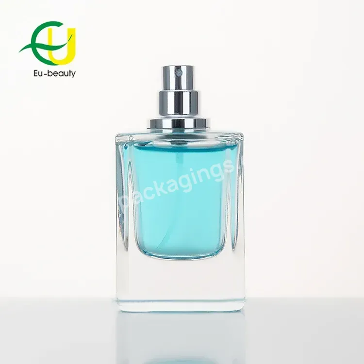 Low Price Luxurious Cube Glass Spray Pump 50ml Perfume Bottle With Packaging