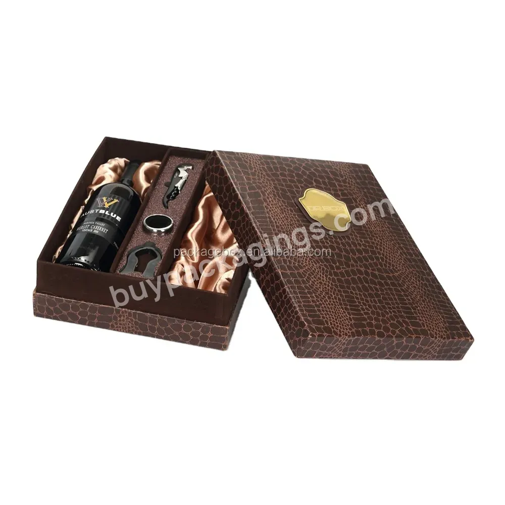 Luxury 2 Wine Bottle Holder With Metal Plate For Wine Packaging Boxes