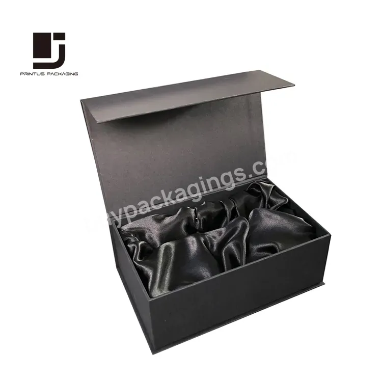 Luxury Black Gift Paper Box For Cups With Fabric