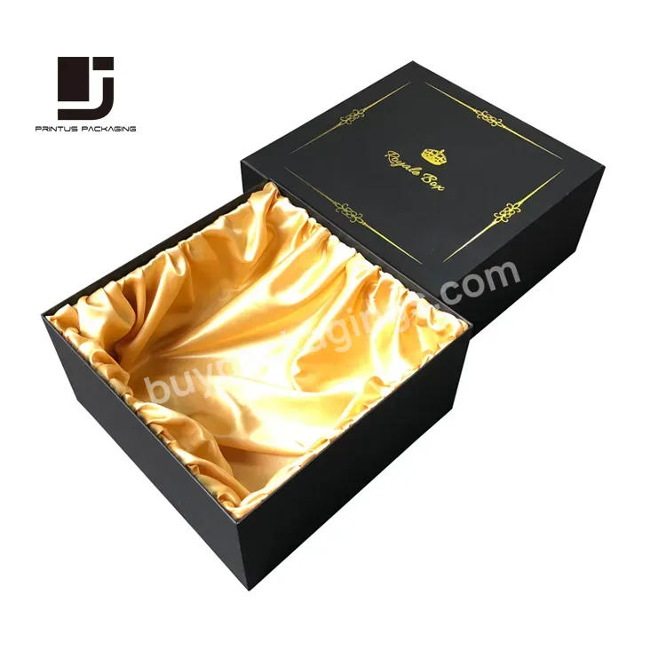 Luxury Black Gift Paper Box Packaging Lined With Satin