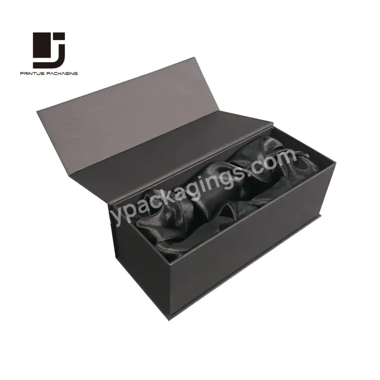 Luxury Black Satin Gift Packaging Box With Magnet Closure