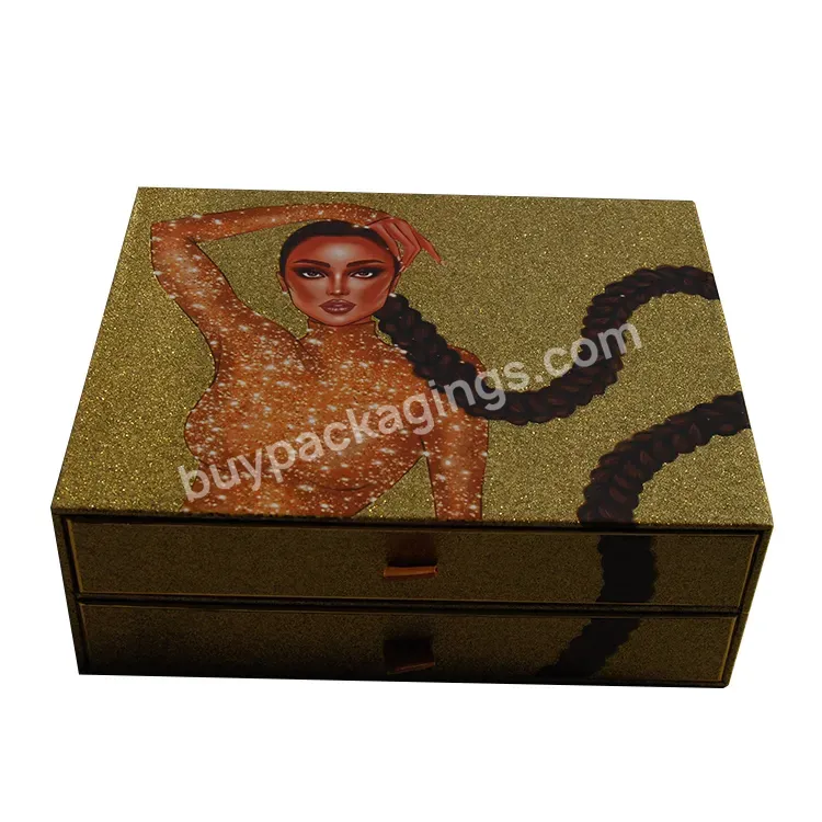 Luxury Custom Design Gold Glitter Box Eyelash Lip Gloss Boxes Cosmetic Case Packaging Gift Paper Box Luxury Low Moq