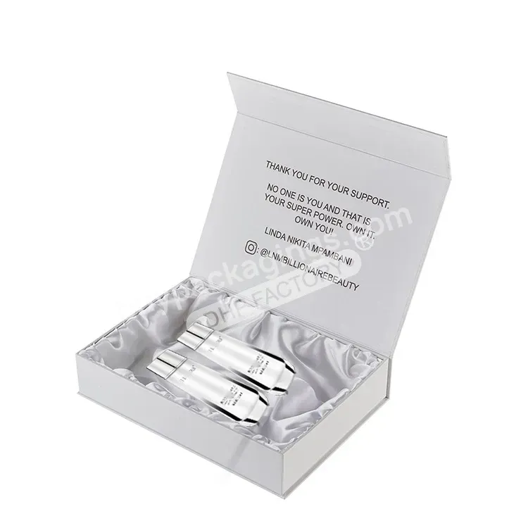 Luxury Custom Gold Hot Stamping Logo Magnetic Closure Soft Satin Insert Human Boite Cadeau Blanc Packaging Box