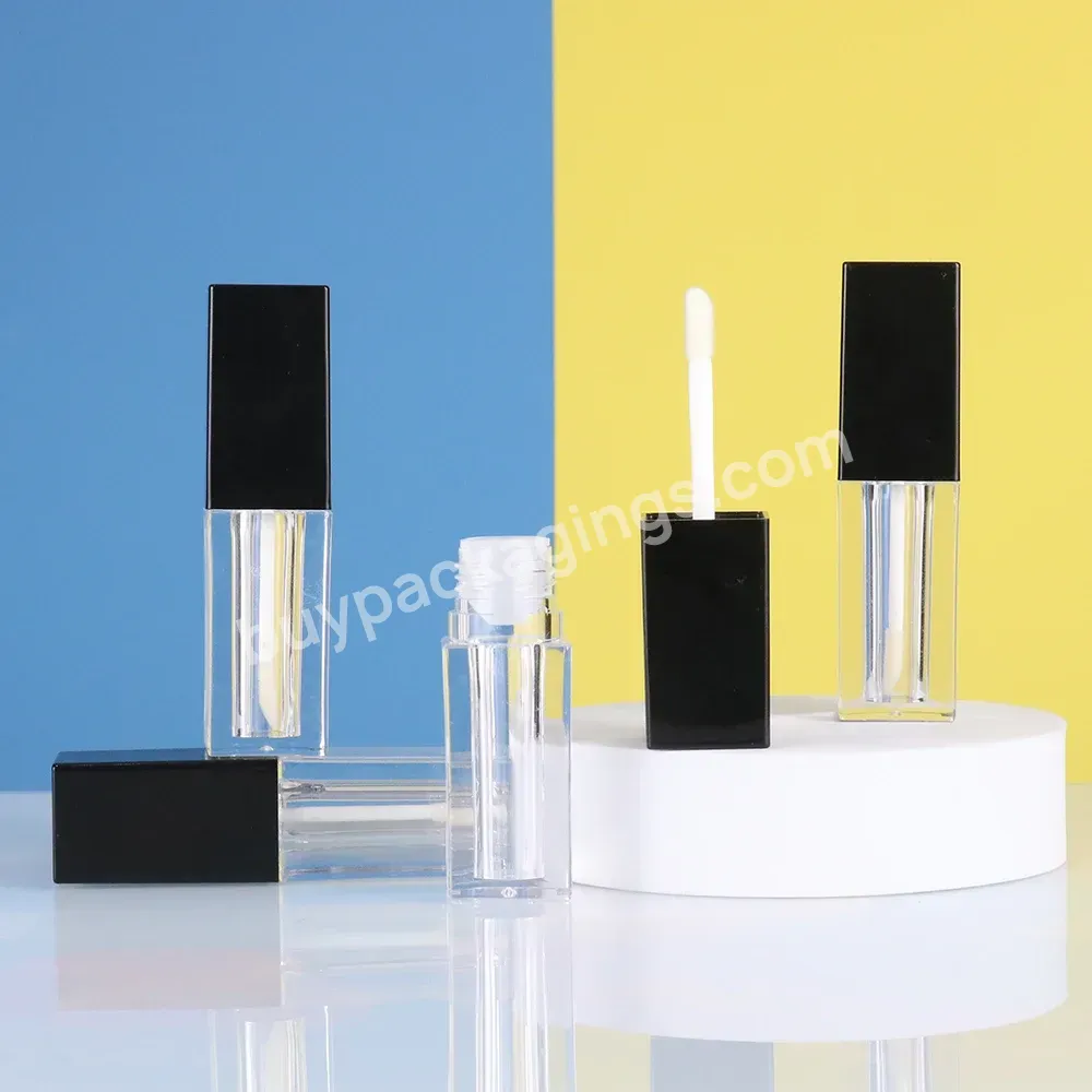 Luxury Custom Logo 4ml Mini Empty Big Brush Lipgloss Tubes Skincare Packaging Container