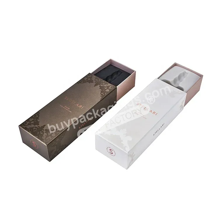 Luxury Custom Rigid Cardboard Uv Coating Logo Cosmetic Comb Drawer Sliding Open Packaging Gift Boxes With Plastic Tray Insert