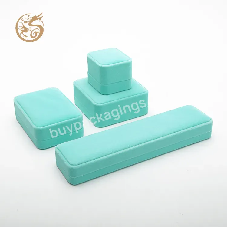 Luxury Custom Ring Jade Pendant Packing Mint Green Velvet Jewelry Ring Paper Box Jewelry Box Packaging