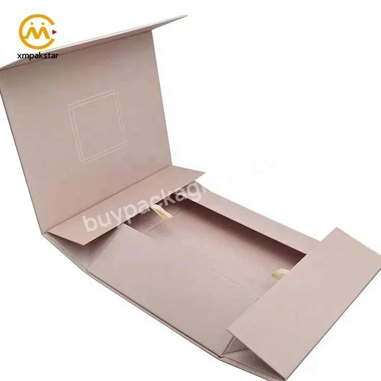 Luxury Customized Pink Paper Foldable Clothing Boxes Magnetic Folding Gift Packaging Box With Magnet Lid