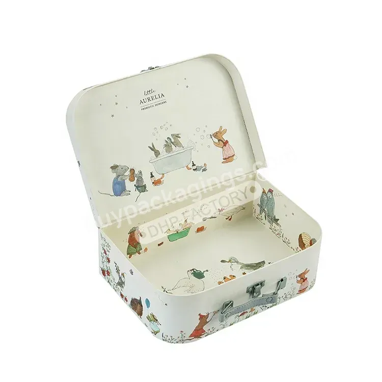 Luxury Design Cartoon Printing Custom Kids Toy Storage Cardboard Paper Baby Clothing Packaging Suitcase Gift Box With Handle