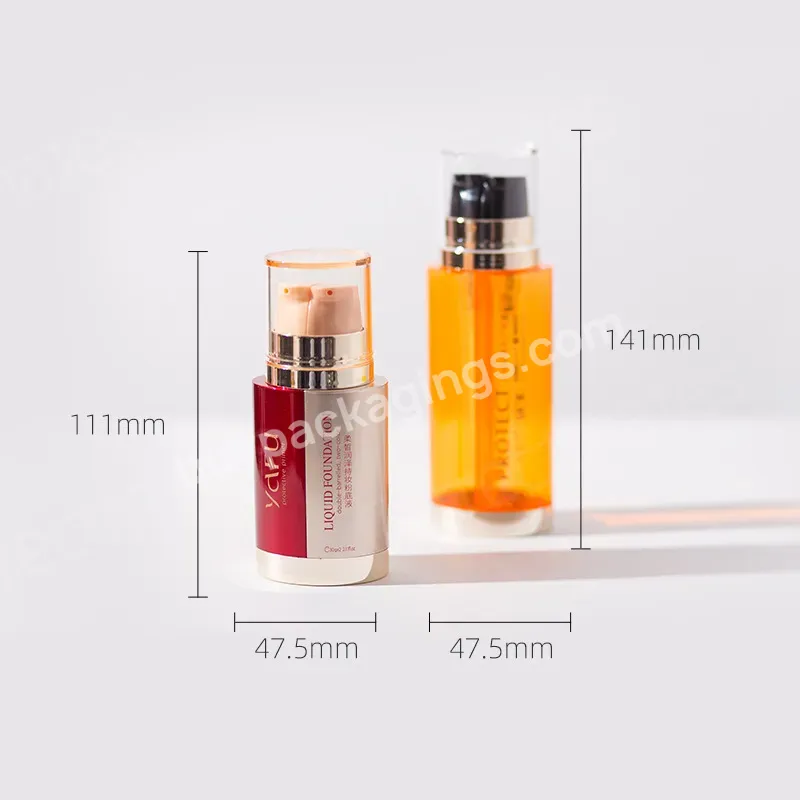 Luxury Dual Chambers Plastic Lotion Pump Spray Bottles 50mlx2 Serum Bottles Bb Cream Jars With Lid 30ml*2 Customization