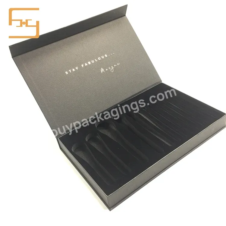 Luxury Foil Gold Printed Customized Paper Cardboard Magnetic Gift Boxes Bulk For Makeup Brushes Set Gift Packaging Box