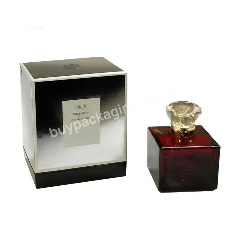 Luxury Gift Packaging Custom Embossed Logo Silver Paper Empty Perfume Box 100ml