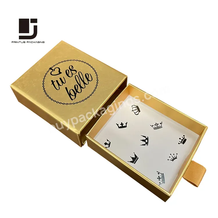 Luxury Gold Gift Drawer Paper Box Packaging For Jewelry