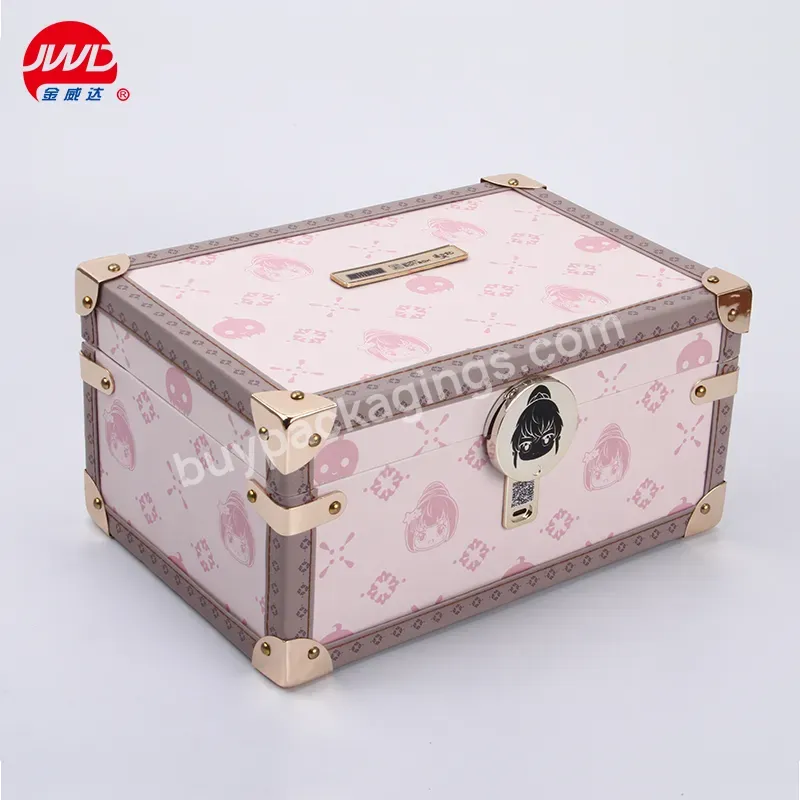 Luxury Gold Metal Rigid Suitcase Pink Leather Gift Box