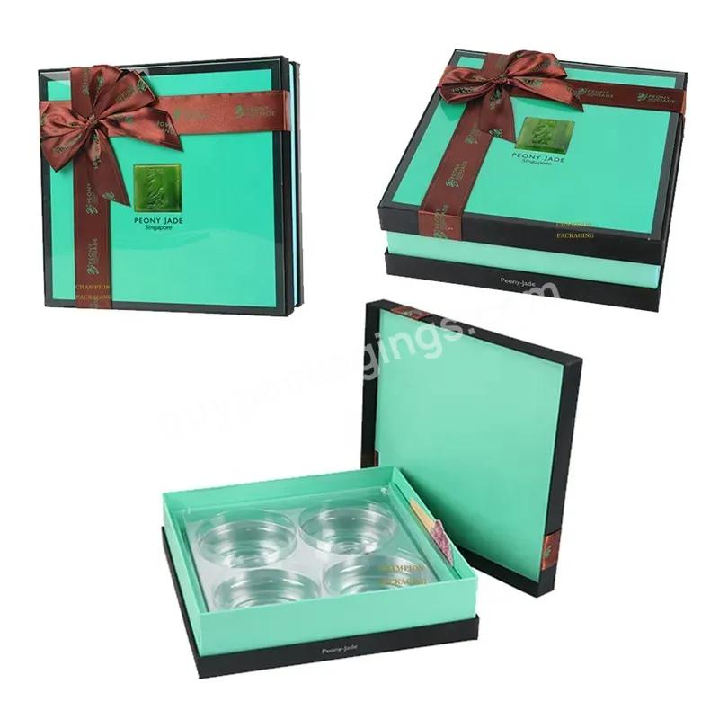 Luxury Handmade Empty Fancy Paper Rigid Cardboard Gift Packaging 2 Piece Chocolate Box With Black Ribbon