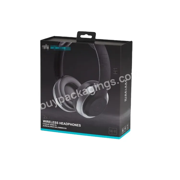 Luxury High-end Custom Packaging Wireless Headphones Magnetic Gift Paper Boxes With Plastic Hook And Clear Window